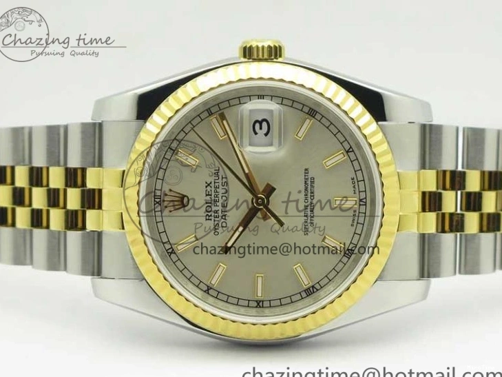 MiroTime 0519 DateJust 36 SS YG 126233 ARF 1:1 Best Edition Silver Dial Stick Markers on SS YG Jubilee Bracelet SH Elegant 3430